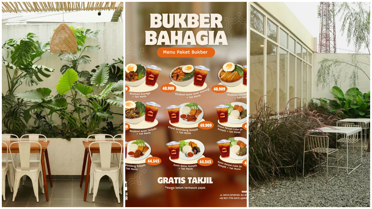 Promo paket Bukber Bahagia di Warung Hagia Bogor yang menawarkan berbagai pilihan menu berbuka puasa. 