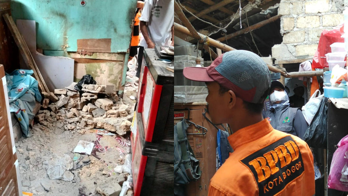 Kondisi rumah di Kelurahan Empang, Kota Bogor yang ambruk.