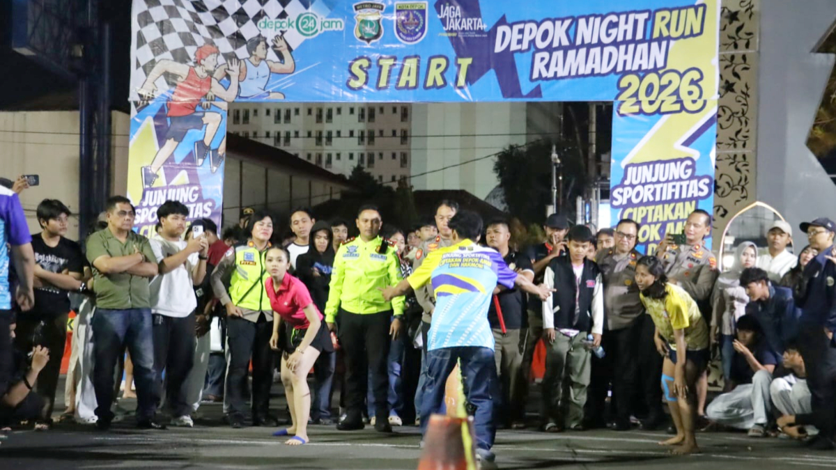  Suasana partai final Depok Night Run Ramadhan 2026 di Balai Kota Depok. 