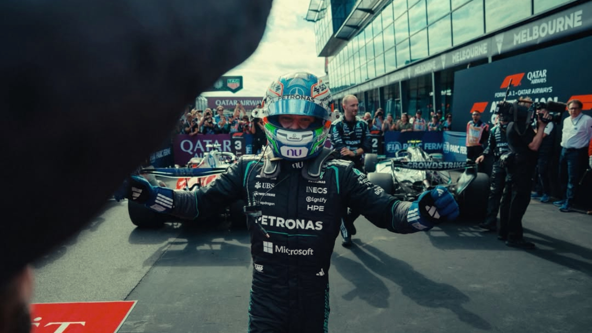 Andrea Kimi Antonelli&nbsp;memimpin jalannya balapan&nbsp;F1 GP China 2026, Minggu 15 Maret 2026.