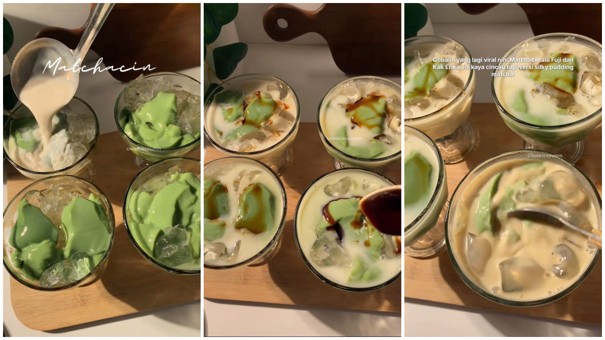 Tampilan Silky Puding Matcha yang viral. 