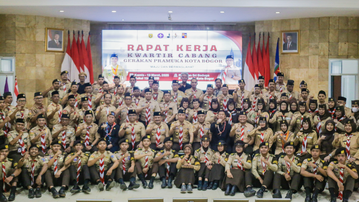 Rakercab Gerakan Pramuka Kota Bogor Tahun 2026 di Paseban Sri Baduga, Balai Kota Bogor, Kamis , 12 Maret 2026.