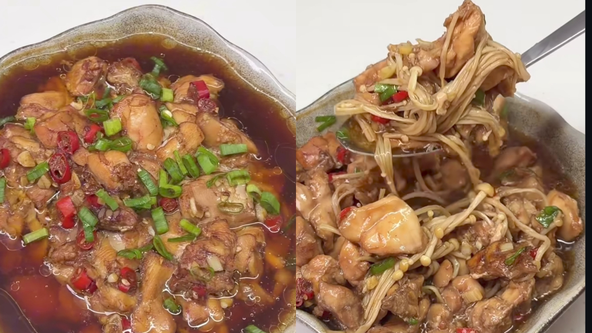 Resep Ayam kukus enoki