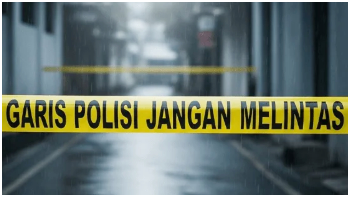 Ilustrasi garis polisi. Pelaku penghilangan nyawa seorang guru SD di Kota Depok masih buron.