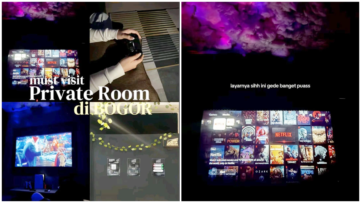 Suasana ruang hiburan privat di Vultrus Game and Cinema Room, Bogor, dengan fasilitas nonton, gaming, dan karaoke dalam satu tempat.