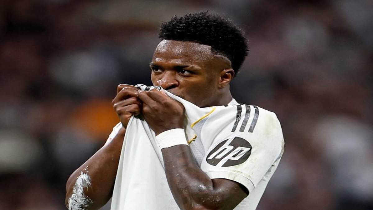 Vinicius Junior, pemain Real Madrid yang mencetak dua gol ke gawang Atletico Madrid dalam laga dini hari tadi.