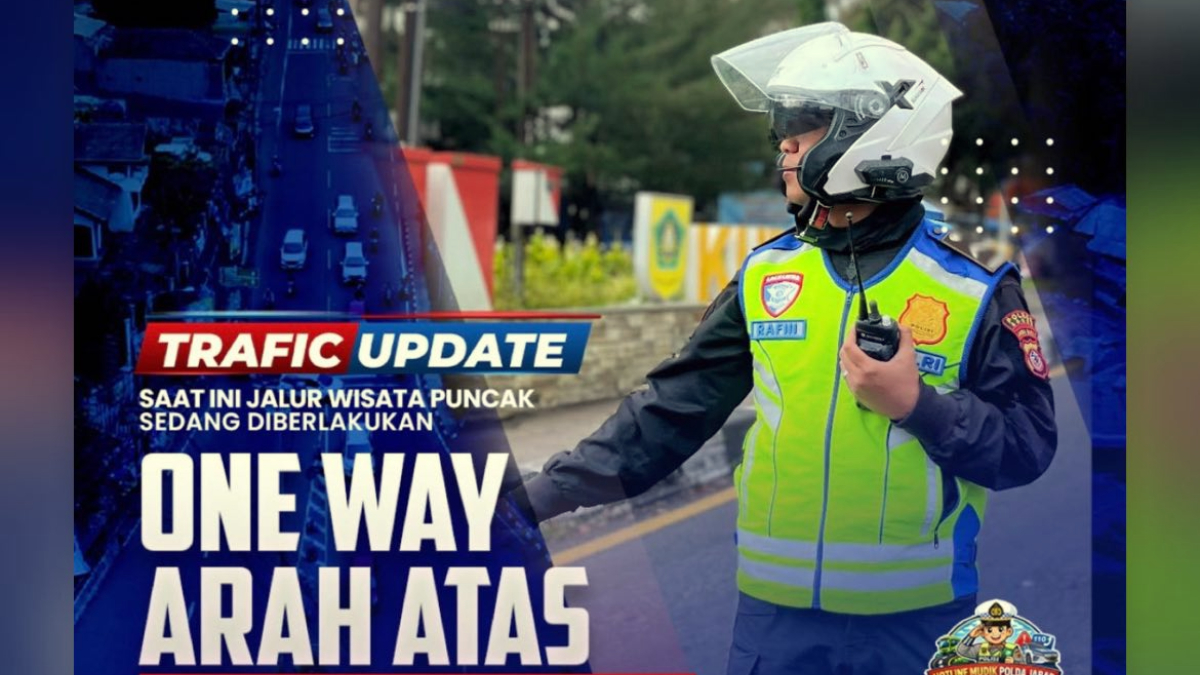 Polres Bogor memberlakukan one way di Jalur Puncak, Rabu 25 Maret 2026.