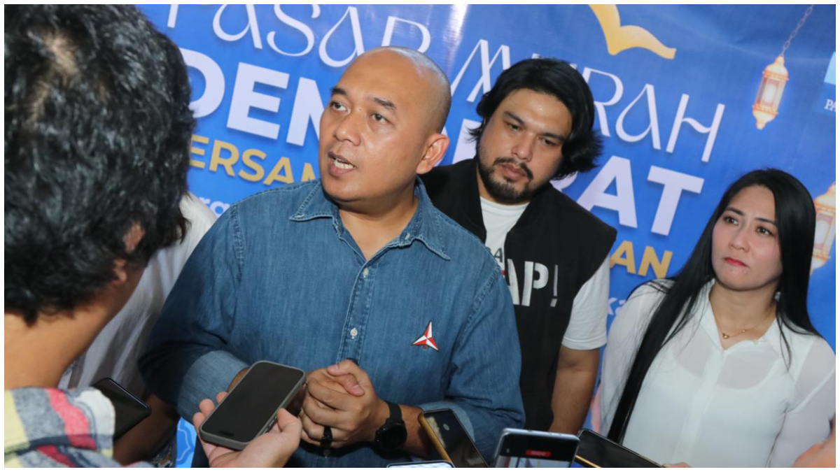 Wakil Sekretaris Jenderal DPP Demokrat, A. Jovan Latuconsina saat memberikan keterangan soal acara halalbihalal SBY