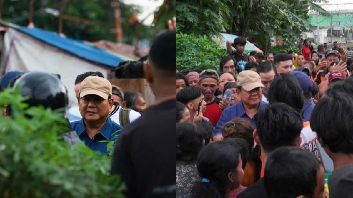 Presiden Prabowo saat berkunjung ke kawasan bantaran rel kereta api di Senen, Jakarta Pusat.