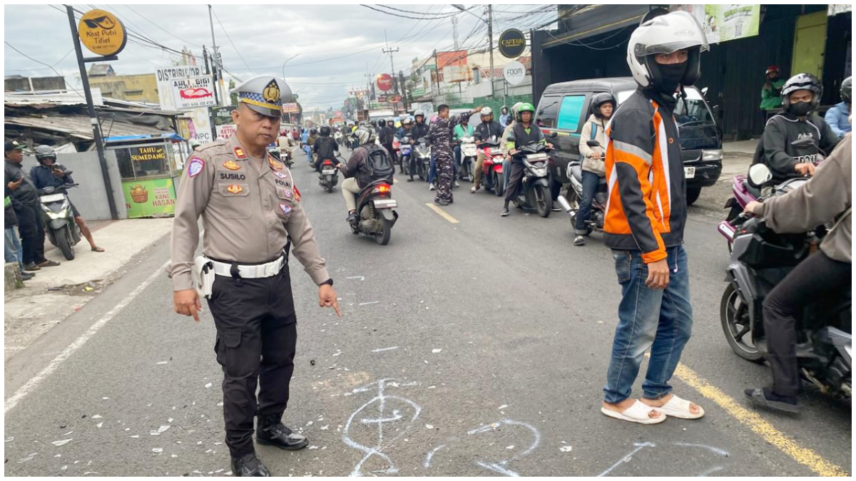 Lokasi kecelakaan lalu lintas di Jalan Dramaga, Kota Bogor.