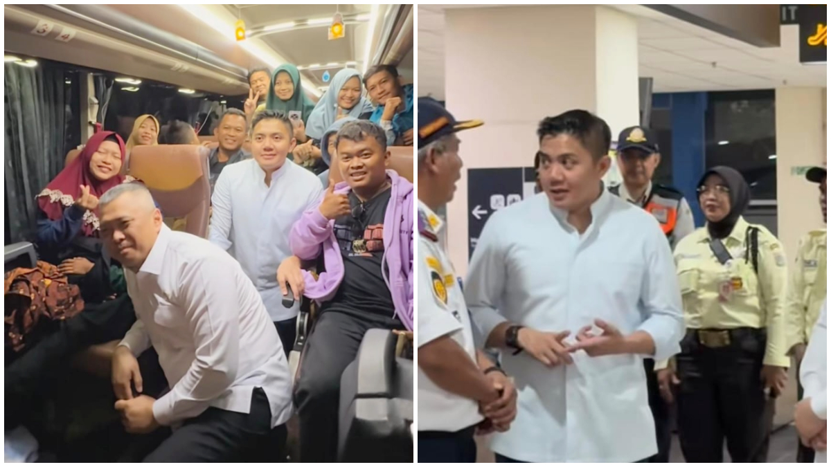 Menhub dan Seskab saat memantau arus balik Lebaran 2026 di Terminal Pulo Gebang, Jakarta. 