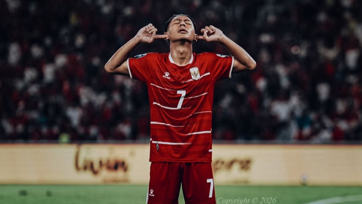 Selebrasi Beckham Putra setelah mencetak gol untuk Timnas Indonesia.