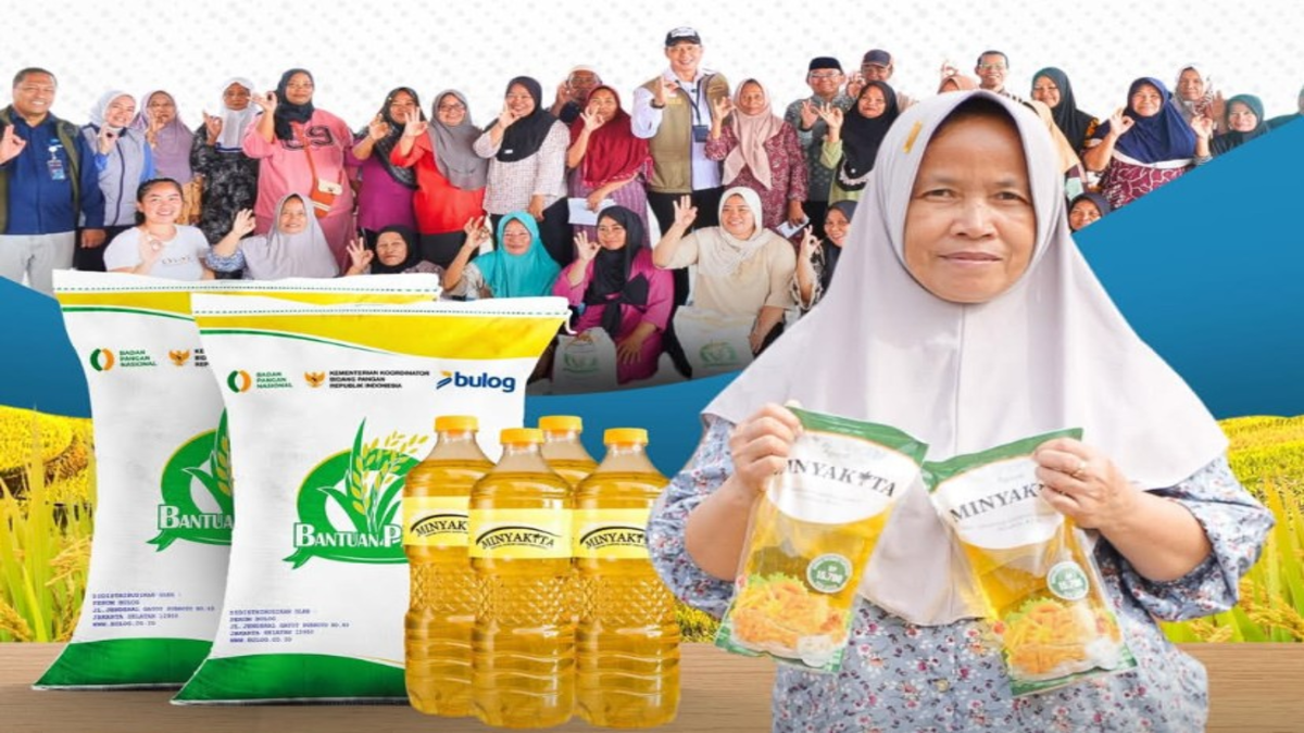 Ilustrasi KPM bansos pangan beras dan minyak goreng 2026.