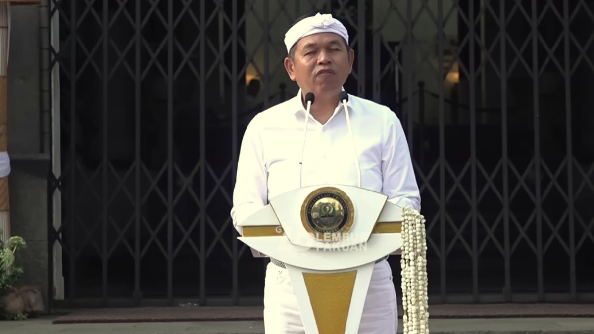 Gubernur Jawa Barat, Dedi Mulyadi saat halal bihalal di Gedung Sate.