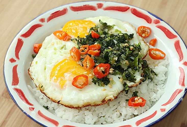 Ilustrasi telur saus daun bawang