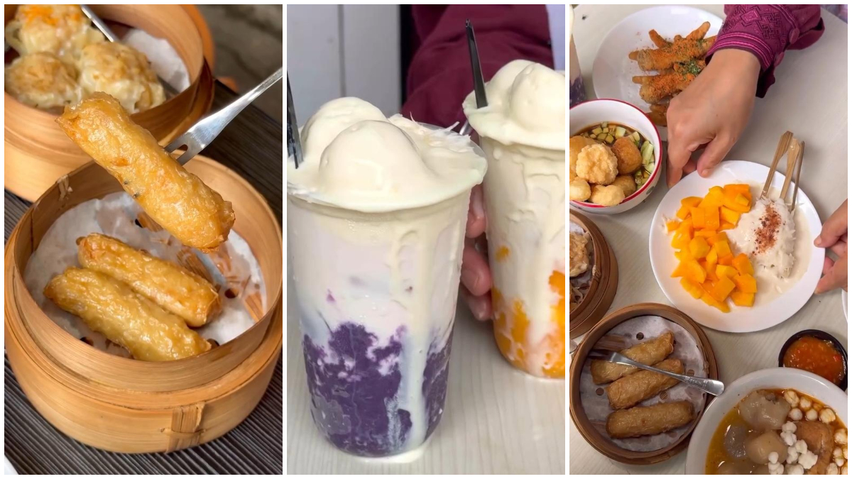 Beragam menu jajanan di Cekeremes Air Mancur, mulai dari creamy butter taro hingga aneka dimsum. 