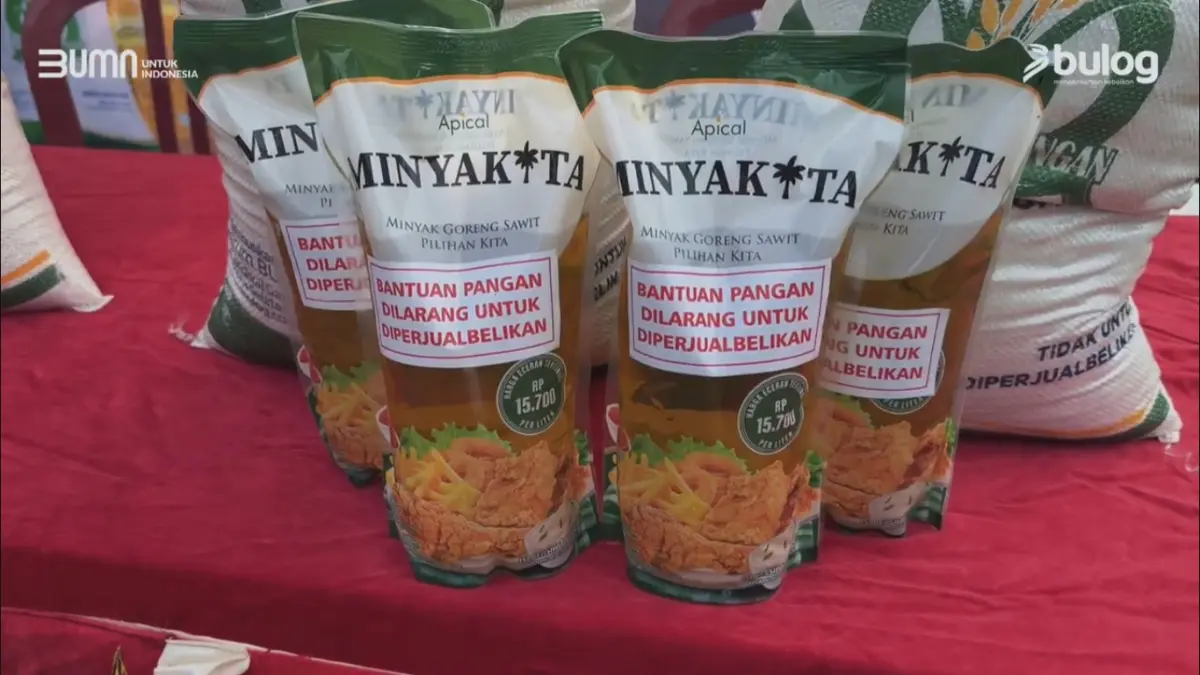 Ilustrasi minyak goreng, salah satu bansos pangan yang resmi disalurkan kepada KPM (Foto:  YouTube TV Bulog)