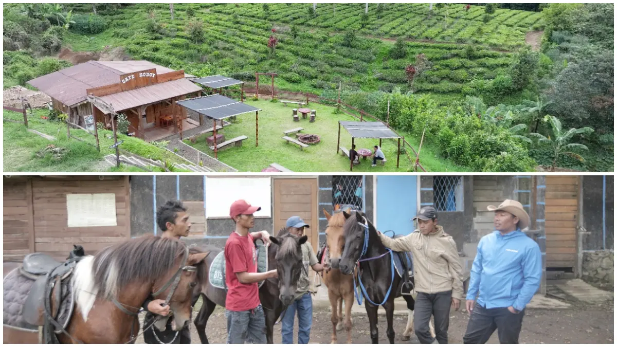 Suasana Desa Tugu Selatan di Cisarua, Bogor dengan destinasi wisata Kampung Koboi.