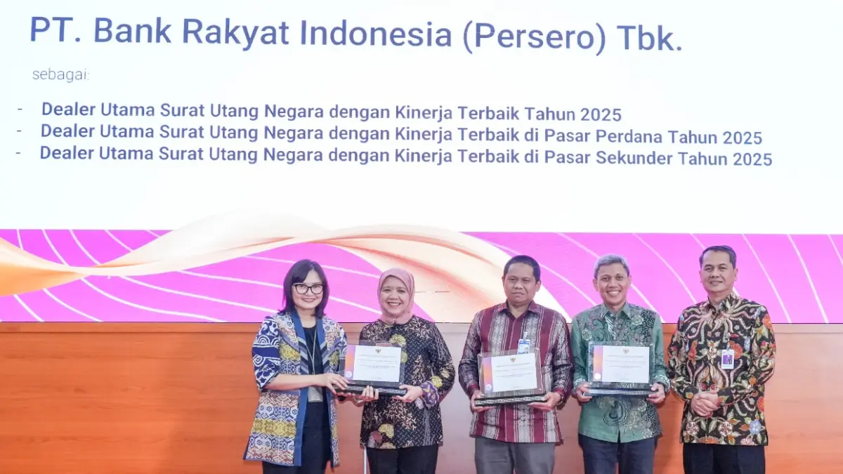 BRI meraih tiga penghargaan Dealer Utama Kinerja Terbaik Tahun 2025 dari Kemenkeu. Foto: Dok. BRI