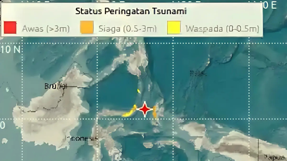 Gempa berkekuatan magnitudo 7,3 mengguncang kawasan Bitung, Sulawesi Utara, Kamis 2 April 2026.   (Foto: BMKG)