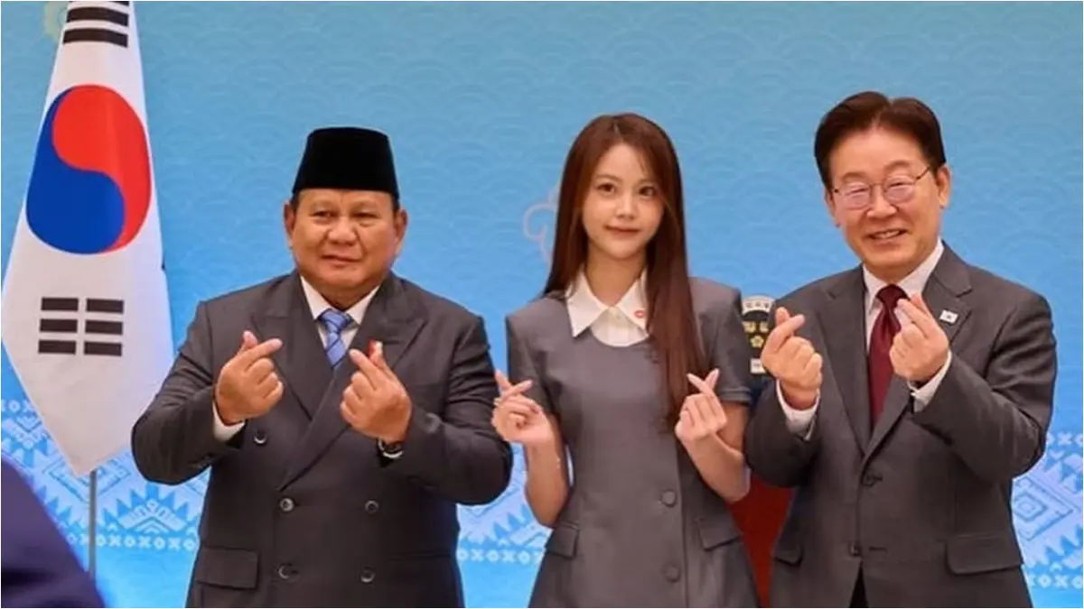 Potret Presiden Prabowo Subianto bareng Carmen Hearts2Hearts dan Presiden Korsel Lee Jae Myung