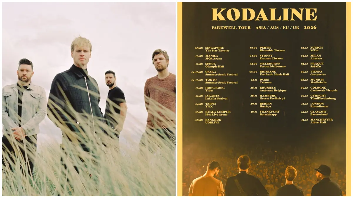 Unggahan resmi Kodaline yang mengumumkan rangkaian tur perpisahan tahun 2026, termasuk jadwal konser di Jakarta. (Foto: Instagram @kodaline)