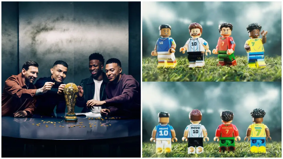 Kolaborasi LEGO dengan bintang sepak bola dunia dalam kampanye edisi spesial Piala Dunia 2026. (Foto: Instagram @lego)