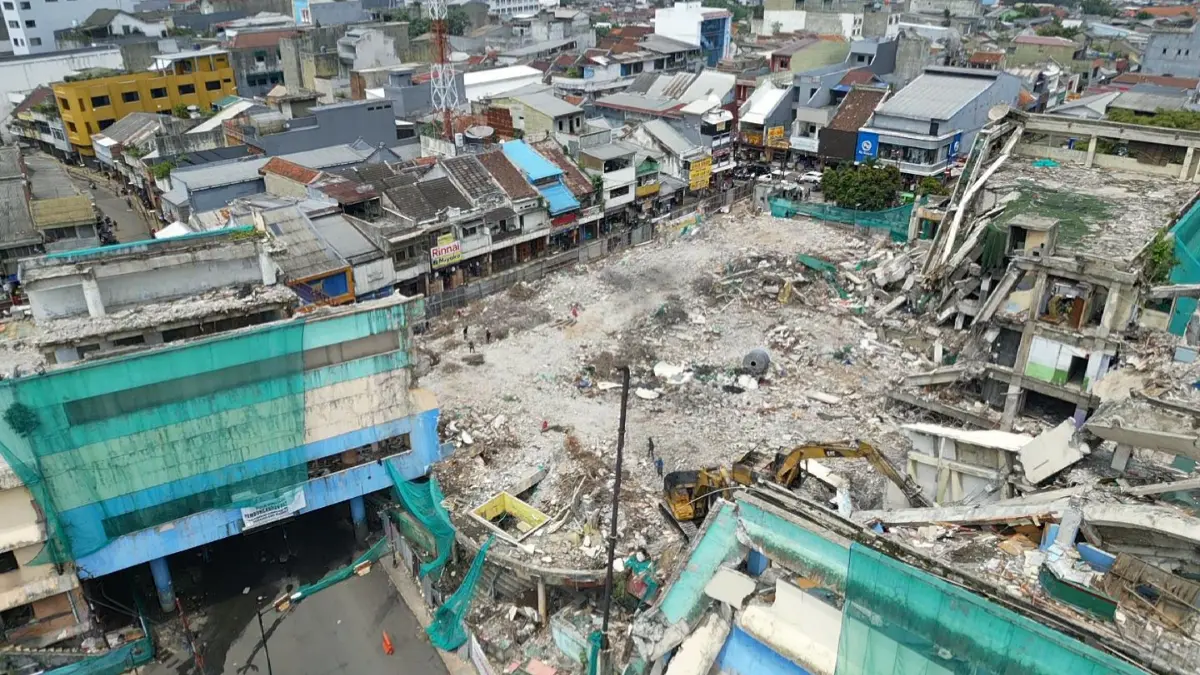 Kondisi terkini pembongkaran Plaza Bogor dan Pasar Bogor, Senin, 6 April 2026.(Fauzan/Radar Bogor)