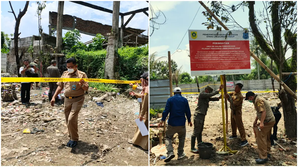 Petugas gabungan menyegel TPS ilegal di Parung, Kabupaten Bogor.  (Nasir/ Radar Bogor)