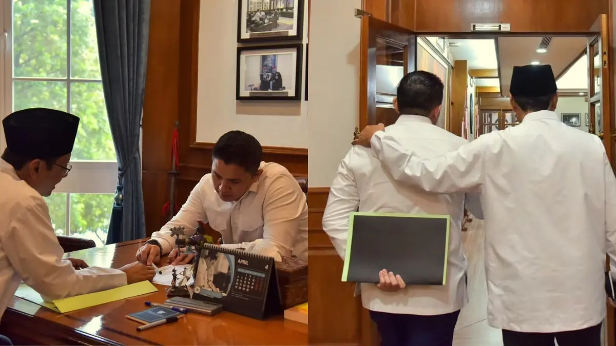 Seskab dan Mensos saat di Kantor Sekretariat Kabinet, Jakarta, pada Senin 6 April 2026.  (IG @sekretariat.kabinet)