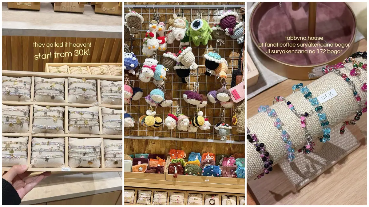 Beragam aksesori lucu dan estetik di Tabbyna Bracelet House, Suryakencana Bogor. (Foto: Instagram @tabbyna_)