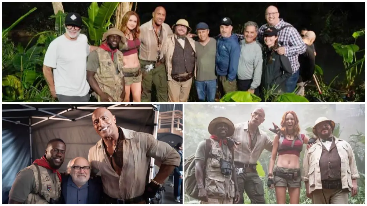 Unggahan resmi jajaran pemain Jumanji di lokasi set. (Foto: Akun TikTok @therock)