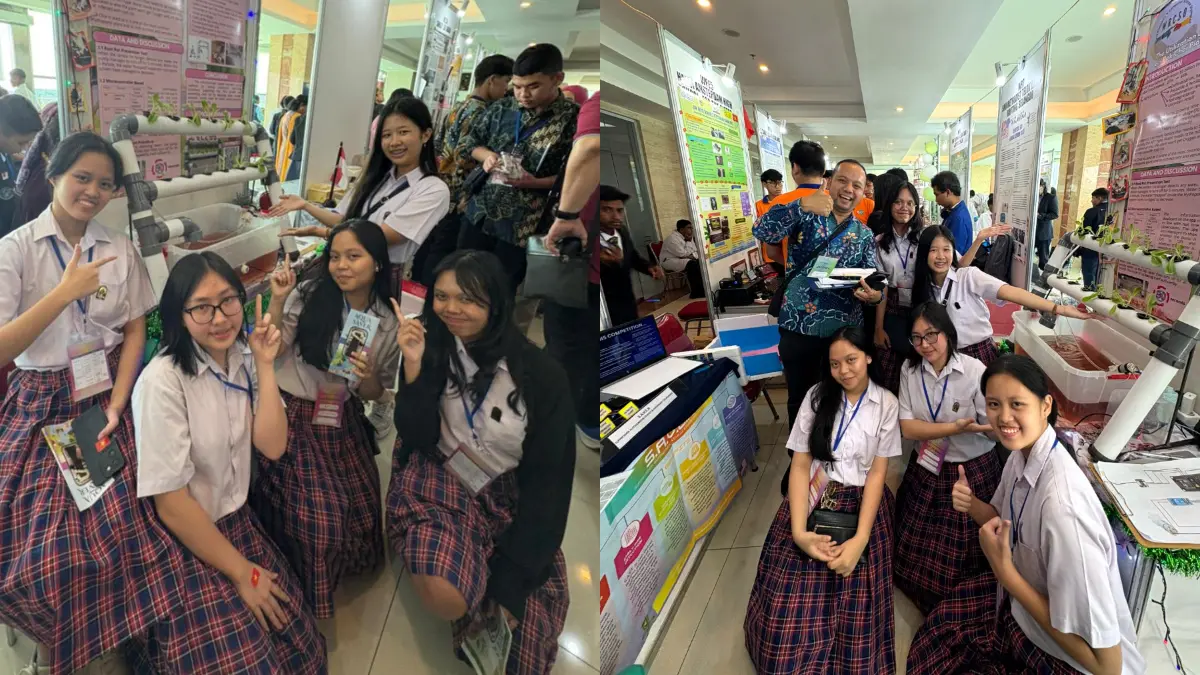 Tim KIR Robotik SMA Regina Pacis Kota Bogor saat mengikuti ajang internasional. (Dok. SMA Regina Pacis)