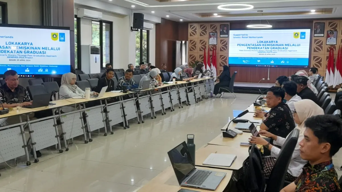 Workshop bersama Yayasan Relief Islami Indonesia di kantor Bapperida, Cibinong Kabupaten Bogor, Kamis, 9 April 2026. (Dok. Diskomonfo Kabupaten Bogor)