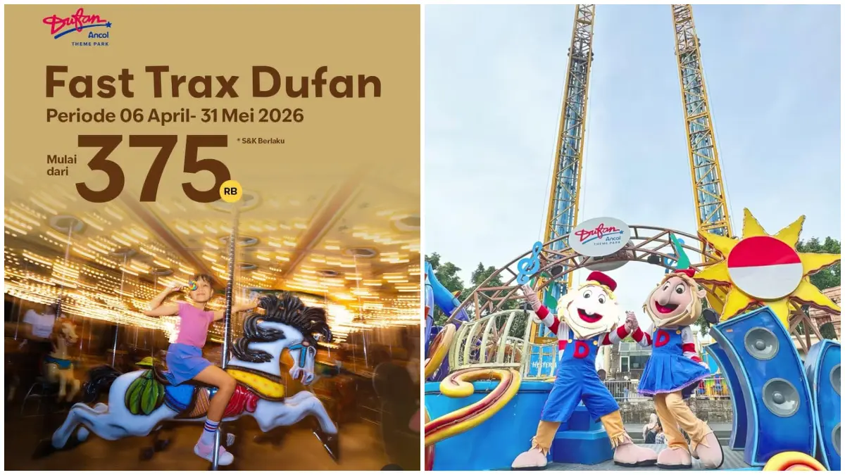 Promo layanan Fast Trax Dufan, nikmati wahana tanpa harus antre. (Foto: Instagram @infodufan dan @ancoltamanimpian)