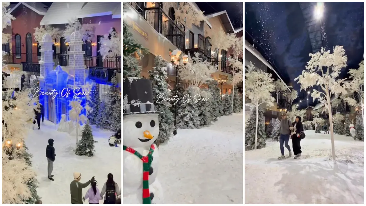Suasana area Snowville Sentul Bogor yang dingin dan sejuk. (Foto: Instagram @snowvillesentul)