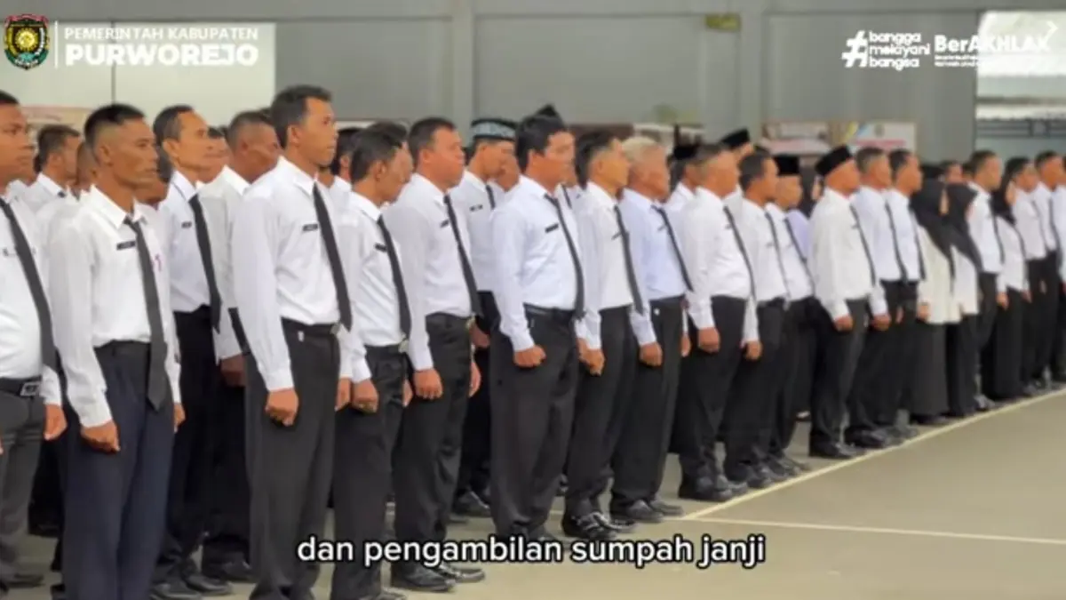Ilustrasi pengambilan sumpah janji ASN. (Foto: Youtube  @Prokopimpemkabpurworejo)