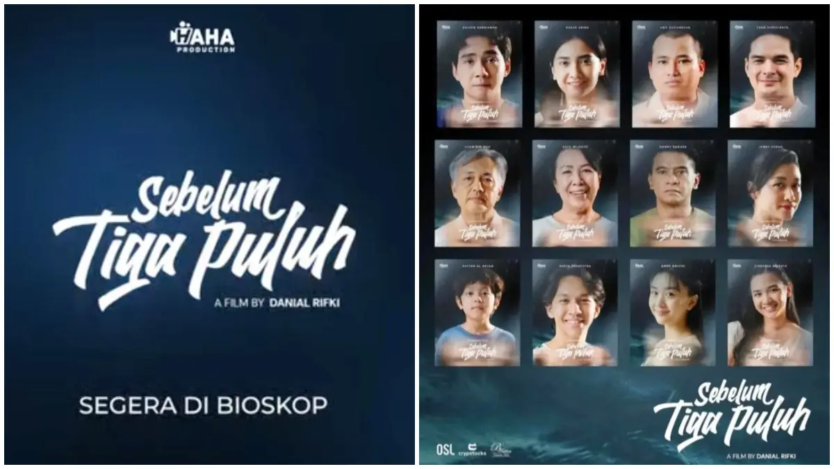 Jajaran pemain Film Sebelum Tiga Puluh yang diperkenalkan melalui unggahan Instagram menjelang penayangan. (Foto: Instagram @ruangfilm_id, @sebelumtigapuluh30)