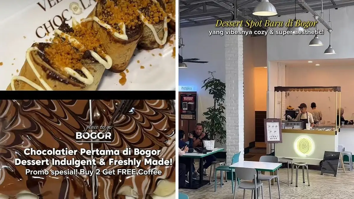 Perpaduan suasana cozy dan dessert manis yang lagi hits di Bogor (Foto: Tiktok @reginahpz)