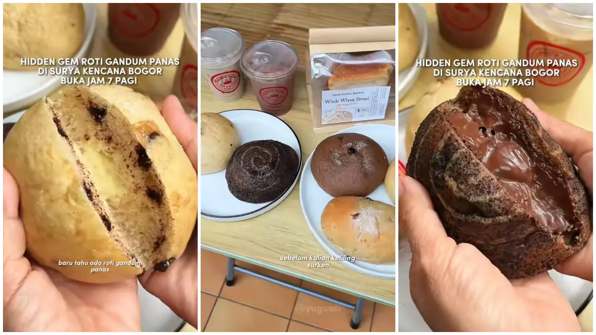 Aneka roti gandum, pastry, dan puding yang dijual mulai Rp7 ribuan di Soeka Bakery, kawasan Suryakencana, Bogor. (Foto: TikTok @yugussi)