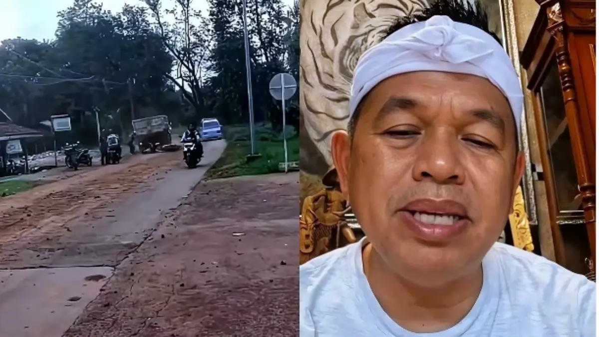 Gubernur Jawa Barat Dedi Mulyadi saat menanggapi jalan licin akibat tanah galian. (Foto: Instagram @dedimulyadi71)