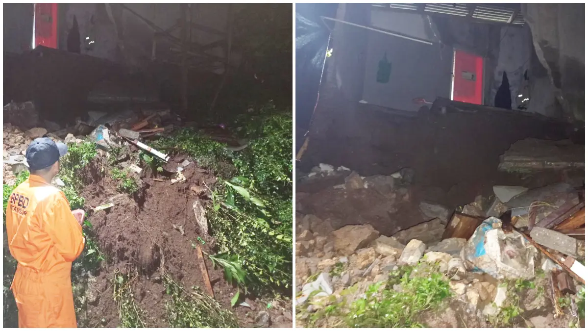 Kondisi rumah yang terkena longsor di Kampung Bojong Kidul, RT 004/RW 002, Kelurahan Bojongkerta, Kecamatan Bogor Selatan, Kota Bogor.&nbsp;