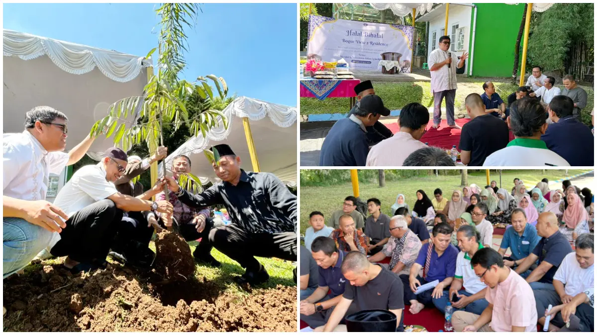Penanaman pohon buah di acara halal bihalal Perumahan Bogor View II (Fauzan/Radar Bogor)