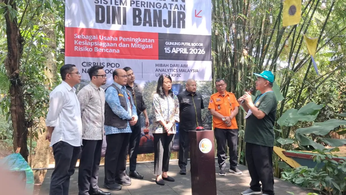 Peluncuran alat peringatan dini bahaya banjir berupa AWLR dan sensor air dan hujan di Kecamatan Gunung Putri, Kabupaten Bogor, Rabu, 15 April 2026. Foto: Muhammad Ali/Radar Bogor