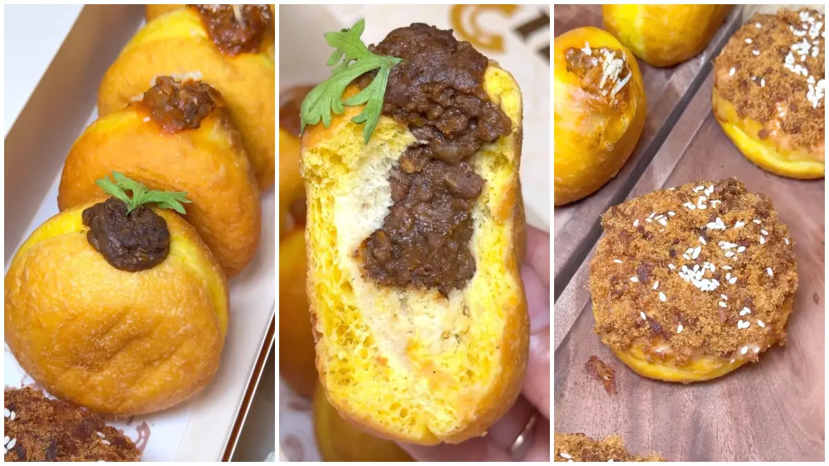 Donat Pumpkin gurih dengan isian melimpah dari Doku Donat. (Foto: Instagram @cemalcemilbogor)