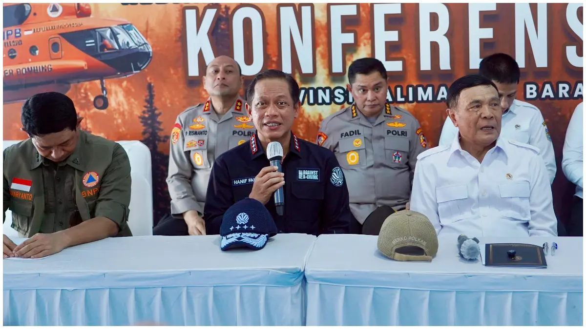 Menteri LH Hanif Faisol usai Apel Kesiapsiagaan Penanggulangan Bencana Karhutla Nasional 2026, di Kalimantan Barat Kamis 16 April 2026.