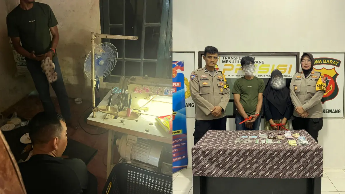 Petugas Polsek Kemang menggerebek rumah Pasutri yang menjual obat keras.