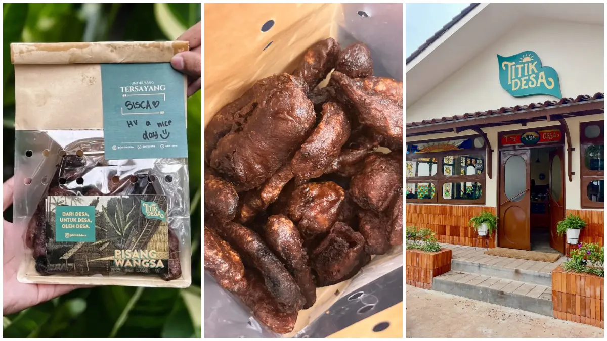 Tampilan Pisang Goreng Wangsa dan suasana Titik Desa yang Homey. (Foto : Instagram @dititikdesa)