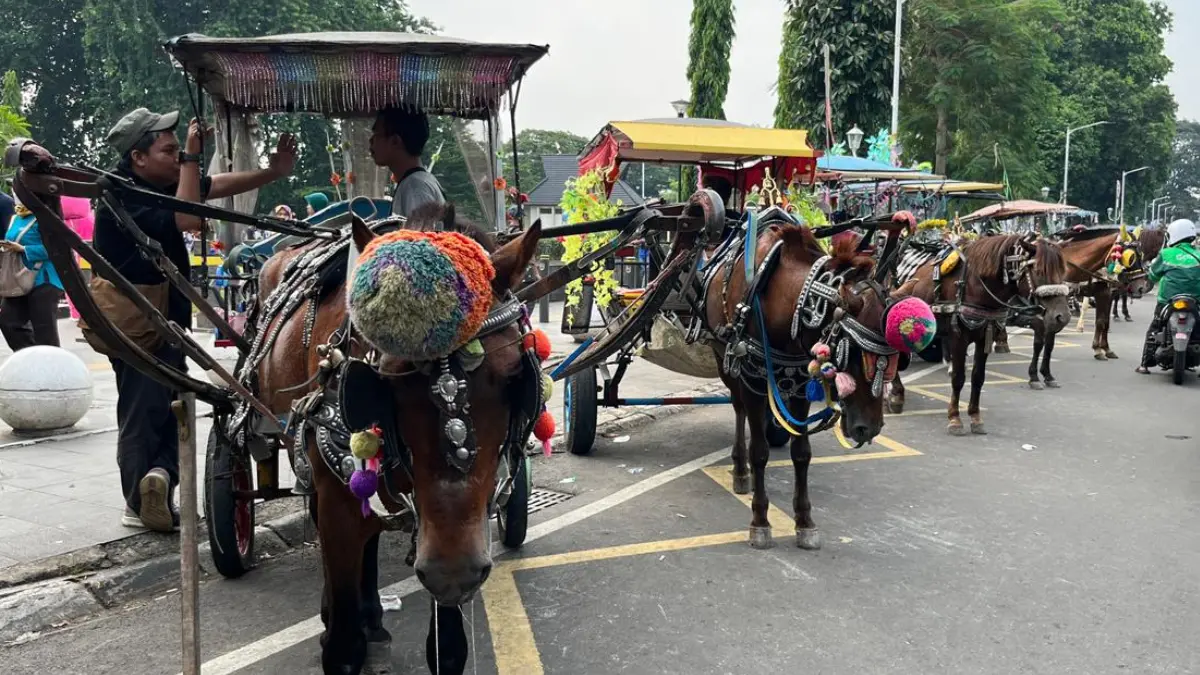 Keberadaan delman di kawasan Alun-Alun Kota Bogor. (Aziz/Radar Bogor)