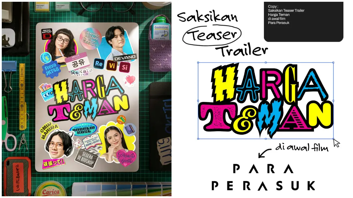 Poster teaser Film Harga Teman yang akan diputar di bioskop sebelum penayangan Film Para Perasuk mulai 23 April 2026. (Foto : Instagram @rekatastudio)